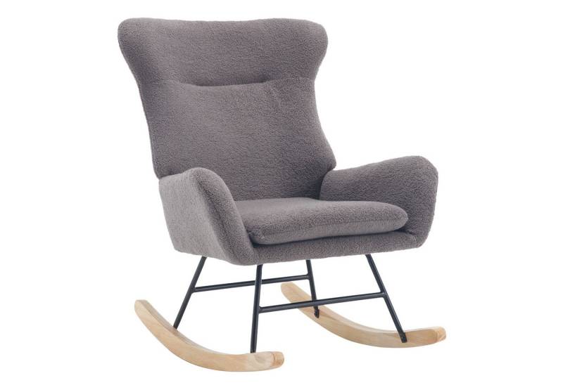 OPULHAUS Schaukelsessel Relaxsessel mit verstellbare Fußstütze (mit Rückenlehne und Armlehnen), Schaukelstuhl Schwingsessel mit Massivholz-Beine und Sitzkissen von OPULHAUS