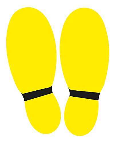 10 Fußbodenaufkleber, Footprint, 26 x 21 cm, Gelb/Schwarz - Sicherheitsabstand Aufkleber - Halten Sie 1,5 m Abstand Aufkleber Warnschilder - Anti-Rutsch + Wasserdicht & UV-beständig von Europel