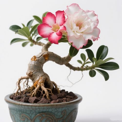 Lebende Wüstenrose(Topf)/Adenium/Wüstenrose-Winterharte Mehrjährige/Trockenheitsresistent und pflegeleicht-1 Rhizome-A von OPVDJD