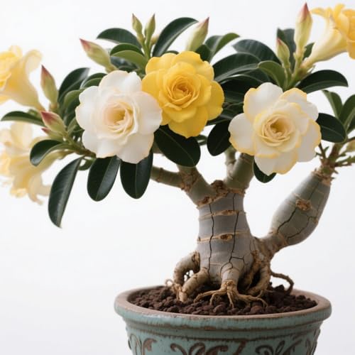 Lebende Wüstenrose/Adenium/Wüstenrose bonsai-Winterharte Mehrjährige/Sonnenbeständig/Pflegeleicht/Einfach zu kultivieren-1 Rhizome-B von OPVDJD