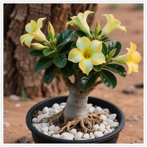 Wüstenrose/Adenium-Winterharte mehrjährige/Seltene winterharte Wüstenrose/Wüstenrosenknollen(OPVDJD)-2 Rhizome-D von OPVDJD