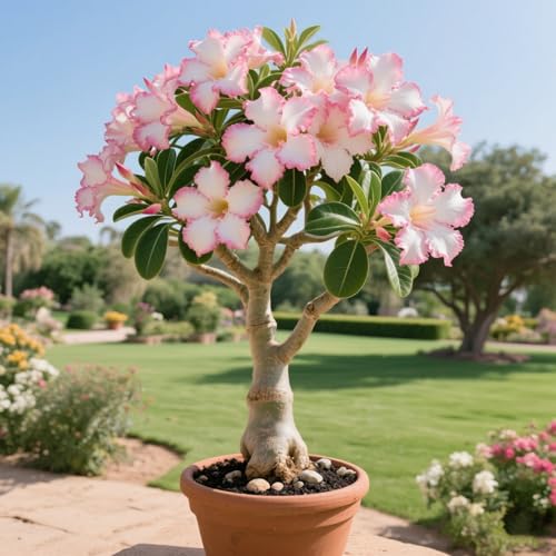 Wüstenrose/Adenium obesum-Mehrjährig winterhart,Topfbepflanzung-Wüstenrose für Außenbereich-4 Rhizome-F von OPVDJD
