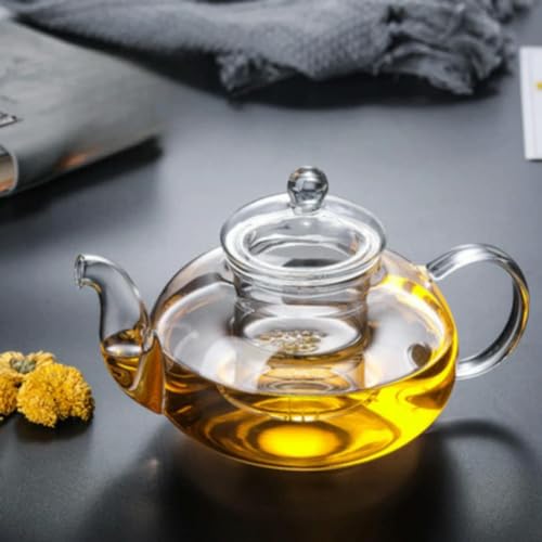 Hitzebeständige Glas-Teekanne, transparente Teekanne im japanischen Stil mit Teesieb für chinesischen Puer-Tee mit Blumen, tragbarer Teekessel, 400–1000 ml von OPica