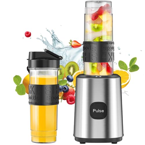 Mixer, Smoothie Maker, Standmixer, 500W Smoothie Mixer mit 2x570ml Smoothie Flaschen BPA frei Tritan,Tragbarer Blender Smoothie Maker aus Edelstahl 4-Klingen-System,für Jede Art von Shake und Smoothie von OQCSUAT