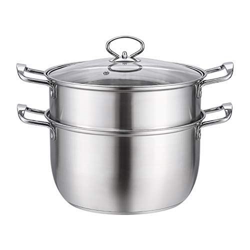 OQHAIR 2-stufiger Dampfgarer aus Edelstahl, Dampftopf, Gemüsedampfeinsatz-Set, Deckel aus gehärtetem Glas und hitzebeständige Griffe / 24 * 26 cm OQHAIR 2-stufiger Dampfgarer aus Edelstahl, Dampftopf, Gemüsedampfeinsatz-Set, Deckel aus gehärtetem Glas und hitzebeständige Griffe / 24 * 26 cm von OQHAIR