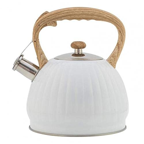 OQHAIR Camping-Wasserkocher, Gasherd, Wasserkocher, großes Fassungsvermögen, staubdicht, kürbisförmig, Edelstahl, Tee-, Milch- und Kaffeekanne für die Küche, Induktionsherd (weiß) von OQHAIR