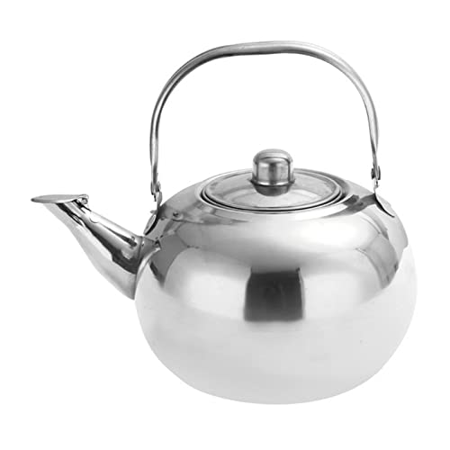 OQHAIR Camping-Wasserkocher, langlebiger Edelstahl-Heißwasserkessel, Teekanne mit Teesieb, Metallteekanne mit herausnehmbarem Filter (Silber, 2 l) von OQHAIR