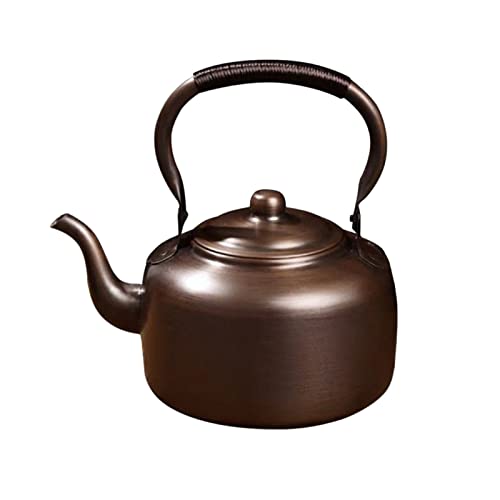 OQHAIR Campingkessel, 3 l, Vintage-Kupfertopf, roter Kupferkessel, Heimteekanne für Gas-/Induktionsherd, Tee-Ei, Gesundheitsteekanne (Dual-Use-Stil) von OQHAIR
