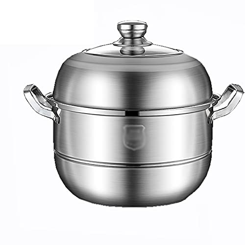 OQHAIR Dampfgarer, Suppentopf aus Edelstahl zum Kochen, Dampfgarer-Sets, große Dampftöpfe mit Glasdeckel, Dampfeinsatz, Herddampfer, Silber/34 cm OQHAIR Dampfgarer, Suppentopf aus Edelstahl zum Kochen, Dampfgarer-Sets, große Dampftöpfe mit Glasdeckel, Dampfeinsatz, Herddampfer, Silber/34 cm von OQHAIR