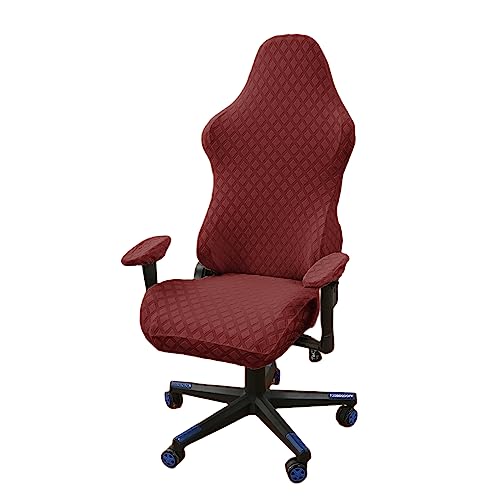 OQHAIR Ergonomisch Gaming Stuhl bezug Stretch-Jacquard Gaming Stuhl bezug Verschleißfest weich Gamingstuhl Bezüge Liegender Rennstil -Weinrot von OQHAIR