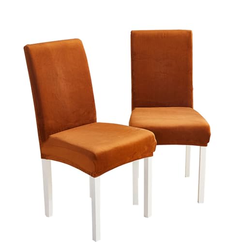 OQHAIR Stuhlhussen für Esszimmer 4er-Set, Weicher Samt Esszimmerstühle Bezug Stretchwaschbare Parsons Stretch Stuhlhussen für Zuhause -Kaffee-Set of 4 von OQHAIR