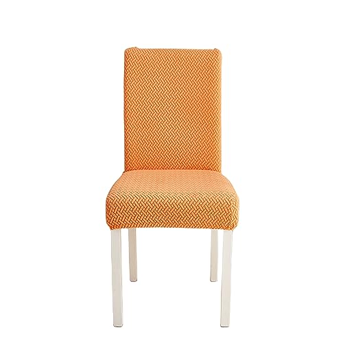 OQHAIR Stuhlhussen für Esszimmerstühle 6er-Set, Einfarbiger Jacquard Esszimmerstühle Bezug staubdicht verschleißfest Stretch Stuhlbezug für Hotel, Esszimmer -orange-Set of 6 von OQHAIR