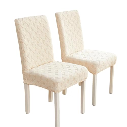 OQHAIR Stuhlhussen für Esszimmerstühle für Esszimmer 4er-Set, Dehnen Sie den hohen Rücken Esszimmerstühle Bezug Waschbar, Abnehmbare Parsons Stretch Stuhlbezug -Beige-Set of 4 von OQHAIR