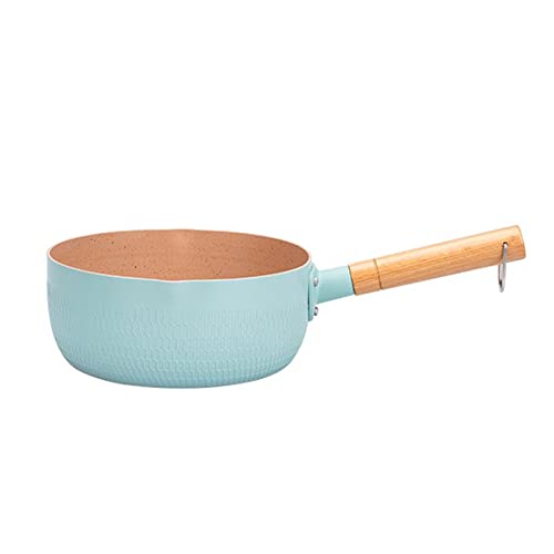 OQHAIR Topf, 1,8 l, Milchtopf aus Legierung mit Holzgriff, Kochgeschirr für Gasherd, für Instant-Nudelbrei, antihaftbeschichtete Küchenpfanne (blau) von OQHAIR