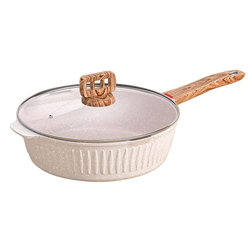 OQHAIR Topf, Antihaft-Bratpfanne aus Maifan-Stein, leicht, rauchfrei, weniger Öl, mit Deckel, Haushalts-Wok, Antihaft-Kochgeschirr für die Küche OQHAIR Topf, Antihaft-Bratpfanne aus Maifan-Stein, leicht, rauchfrei, weniger Öl, mit Deckel, Haushalts-Wok, Antihaft-Kochgeschirr für die Küche von OQHAIR