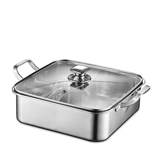 OQHAIR Topf, kommerzieller Hot Pot aus Edelstahl 304, für den Heimgebrauch, Lebensmittelqualität, quadratisch, großes Fassungsvermögen, Mandarin-Enten-Hot Pot, Suppentopf mit Gitter (28 c OQHAIR Topf, kommerzieller Hot Pot aus Edelstahl 304, für den Heimgebrauch, Lebensmittelqualität, quadratisch, großes Fassungsvermögen, Mandarin-Enten-Hot Pot, Suppentopf mit Gitter (28 c von OQHAIR