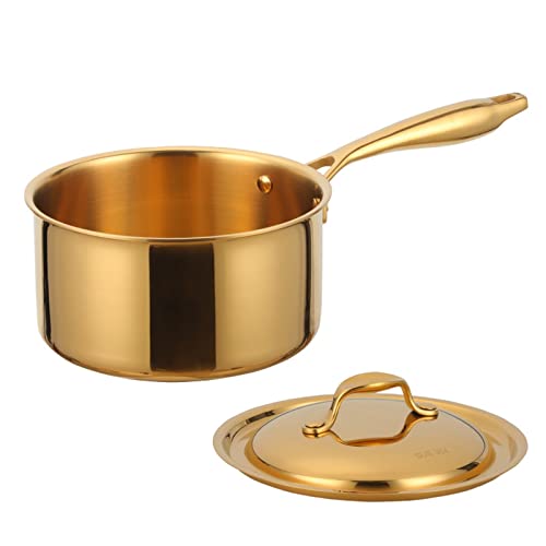 OQHAIR Topf Verdicken Goldener Edelstahl-Kochtopf mit Deckel Küchensuppe Milchkochtopf Langer hitzebeständiger Griff Kochgeschirr für Restaurants OQHAIR Topf Verdicken Goldener Edelstahl-Kochtopf mit Deckel Küchensuppe Milchkochtopf Langer hitzebeständiger Griff Kochgeschirr für Restaurants von OQHAIR