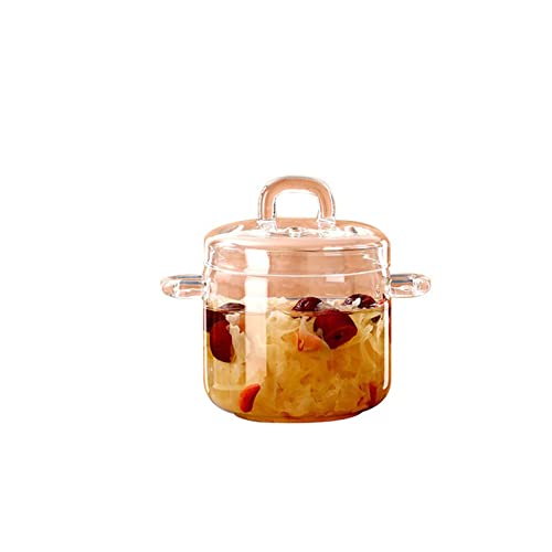 Topf aus Glas, Kleiner Eintopftopf, wasserdicht, transparenter Deckel, Suppentasse, Suppenschüssel, Nest, Eintopfschüssel, offene Flamme, Küchenbedarf für Zuhause (350 ml) von OQHAIR