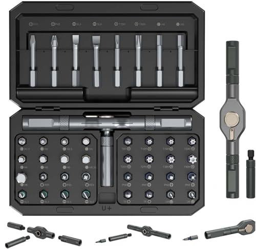 42 IN 1 Magnetischer Schraubendreher Set mit Abnehmbarem Ratschengriff, 40 Magnetischen Bits DIY Ratschenschraubendreher Set in einer Schwarz Aufbewahrungsbox für Reparaturen an Möbeln, Elektronik von OQIMAX
