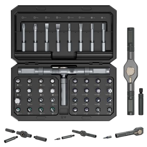 42 IN 1 Magnetischer Schraubendreher Set mit Abnehmbarem Ratschengriff, 40 Magnetischen Bits DIY Ratschenschraubendreher Set in einer Schwarz Aufbewahrungsbox für Reparaturen an Möbeln, Elektronik von OQIMAX