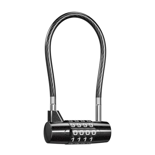 OQIMAX Zahlenschloss Vorhängeschloss Langer Bügel, Spindschloss mit 4 Stellig zahlencode, 5mm Durchmesser Flexibles Drahtseil, für Schließfächer, Aktenschränke, Kleine Zäune von OQIMAX