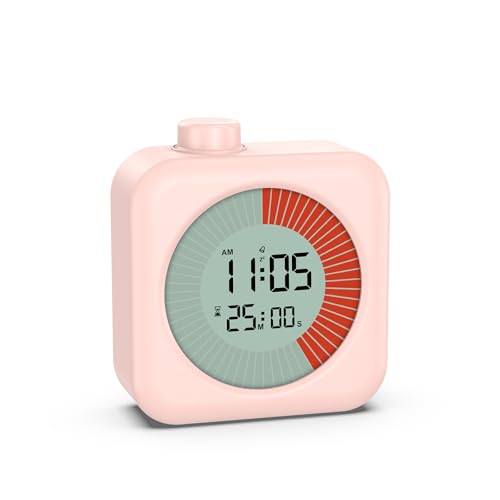 OQIMAX 60 Minuten Visueller Timer, 3 in 1 Wecker mit Timer und Alarmfunktion, Pomodoro Timer für Kinder, Zuhause, Küche, Badezimmer, Toilette, Schule (Rosa) von OQIMAX