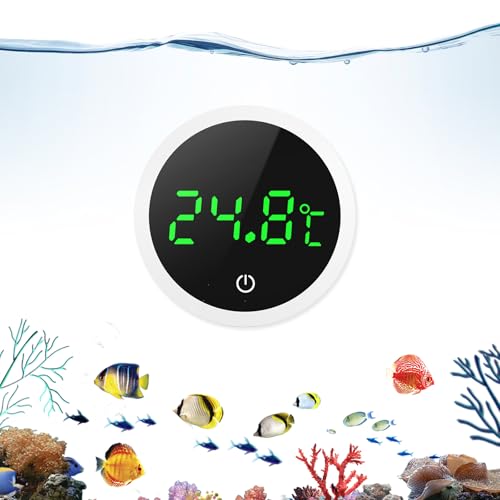 OQIMAX Aquariumthermometer, Digital, Touch Screen, Hohe Präzision, Wasser Thermometer für Süßwasser Marine Aquarium, Kleben von Außen von OQIMAX