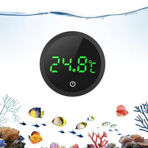OQIMAX Aquarium Thermometer Mini, Digital Aquarienthermometer LED Display with Touch Screen, High Precision Temperature Sensor, Glue-On Mini Marine Temperature Sensor for Freshwater Marine Aquariums von OQIMAX