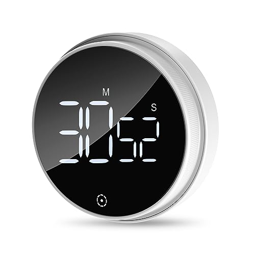 OQIMAX Magnetischer Timer, Digitaler Eieruhr mit Großem LED-Bildschirm und 3 Lautstärkestufen, Countdown Timer, Perfekte für Kochen, Backen, Sport Treiben, Studieren und mehr (Weiß) von OQIMAX