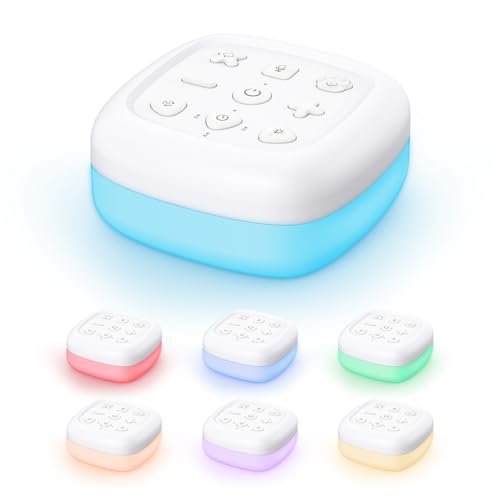 OQIMAX White Noise Machine Baby, Einschlafhilfe Weißes Rauschen mit 30 Klänge & 7 Farben Nachtlicht, Einschlafhilfe Babys mit Speicherfunktion, Timer, Soundmaschine für Baby Kinder Erwachsene von OQIMAX