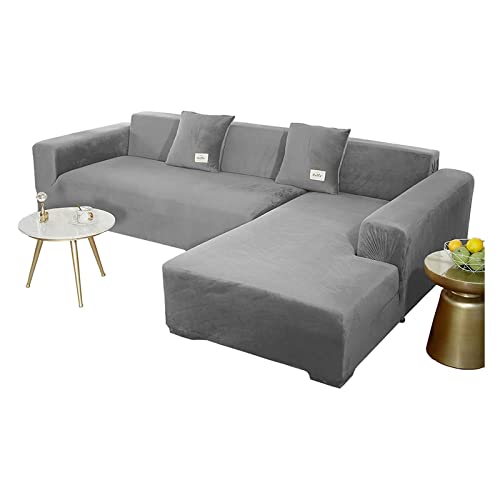 OQOPO Sofabezug für Sofagarnitur in L-Form,Samt-Sofabezug,Stretch,für 1-,2-,3-,4-Sitzer-Sofa,Couchbezüge,Möbelschutz – G-145–185 cm von OQOPO