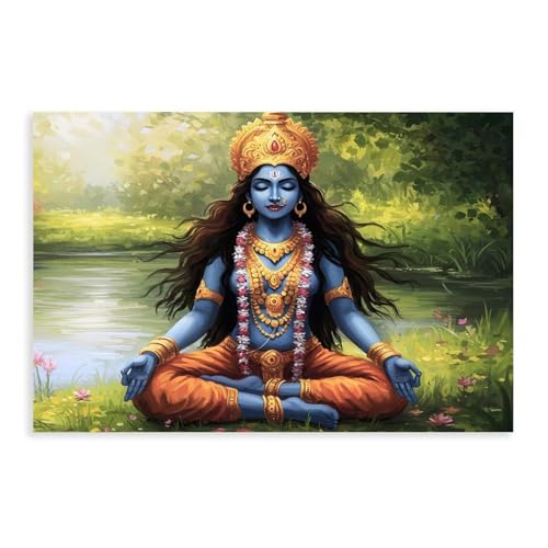 Leinwandposter Göttin Kali, Kali Maa, Schlafzimmer, Landschaft, Büro, Raumdekoration, Geschenk, 20 x 30 cm von OQUAJK