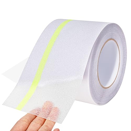 OQingluan Antirutsch Klebeband Leuchtet im Dunkeln 10cm*10m, Antirutsch Treppenstufen Transparent, Rutschfestes Klebeband, für Drinnen & draußen, Wasserdicht von OQingluan
