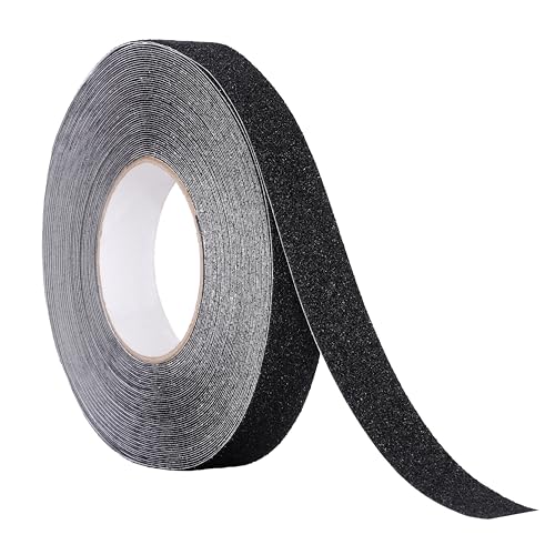 OQingluan Antirutsch Klebeband Treppe, 2.5cm*20m, Anti Rutsch Streifen, Antirutsch Treppenstufen, Verhindern Sie, Dass Ältere Menschen, Kinder und Haustiere Ausrutschen, Schwarz von OQingluan