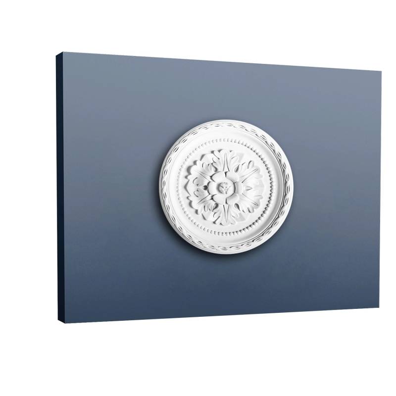 ORAC DECOR R13 LUXXUS DeckenroSette Stuck RoSette StuckroSette Blatt-Dekor 28 cm x 3,1 cm Weiß von ORAC