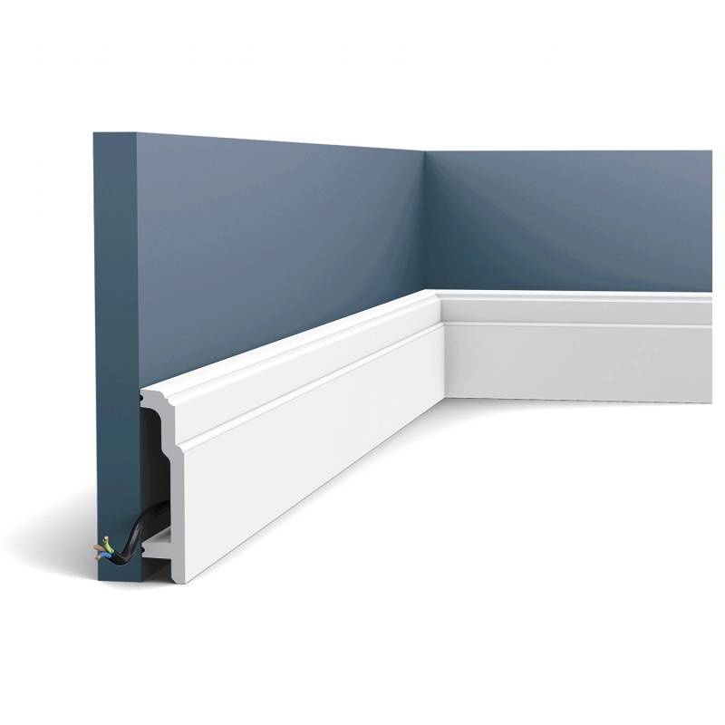 ORAC DECOR SX155 LUXXUS Sockelleiste Profil-Boden-Kabelschutz-Leiste Stoßfest 2m 200 cm x 10,8 cm x 2,5 cm Weiß von ORAC