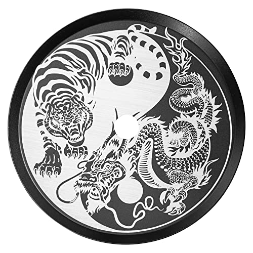 ORACLE HOOKAH Kohleteller Shisha Teller Schwarz-Weiß - 20cm Alu Ascheteller mit Motiv (kohleteller-tiger & dragon) von ORACLE HOOKAH
