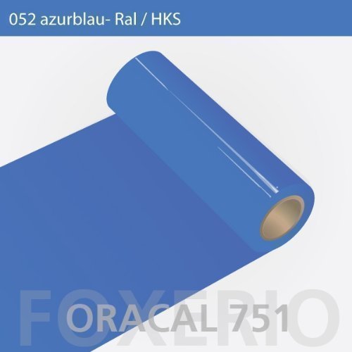 Orafol - Oracal 751 - 31cm Rolle - 5m (Laufmeter) - Azurblau / glanz, 052 - ab - 751 - 31cm - 5m - Autofolie / Möbelfolie / Küchenfolie von Orafol