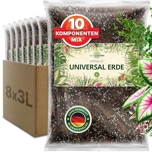ORAGARDEN Universalerde für Zimmerpflanzen und Garten - 24L Universal Substrat für Pflanzen, Palmen, Blumen, Grünpflanzen - 10 Komponenten Kübelpflanzenerde ORAGARDEN Universalerde für Zimmerpflanzen und Garten - 24L Universal Substrat für Pflanzen, Palmen, Blumen, Grünpflanzen - 10 Komponenten Kübelpflanzenerde von ORAGARDEN