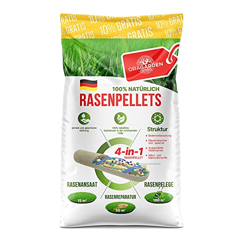 Rasenpellets Dürreresistenten für Schnellkeimenden Rasen - 1,4 kg - Rasensamen für Robusten und Widerstandsfähigen Rasen - Rasensaat zur Ansaat und Nachsaat für Sportrasen – Geeignet für Schatten von ORAGARDEN