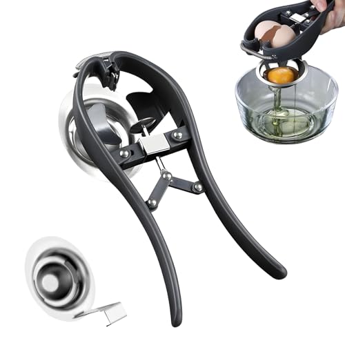 ORAGKE 2 in 1 Eieröffner mit Eiertrenner Edelstahl, Eierschalenöffner für Eier Größe M, Eierschäler für Rohes, Einhändige Bedienung, Eierknacker und Eigelbtrenner-Set, Zangen-Eieröffner mit Feder von ORAGKE