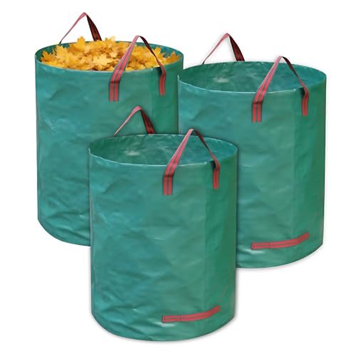 ORAGKE 272L Gartensack, Gartenabfallsack Stabil, Laubsack groß – Grünschnittsack Robust, Wasserdicht – Gartensäcke Faltbar, Selbststehend – Garten Sack mit Griffen Polypropylen-Gewebe (3 pc, 272 L) von ORAGKE