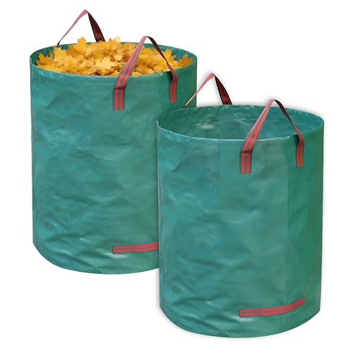ORAGKE 272L Gartensack, Gartenabfallsack Stabil, Laubsack groß – Grünschnittsack Robust, Wasserdicht – Gartensäcke Faltbar, Selbststehend – Garten Sack mit Griffen Polypropylen-Gewebe (2 pc, 272 L) von ORAGKE