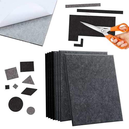 ORAGKE Filzgleiter Selbstklebend, 8 Stück 15 x 20cm, Filzgleiter für Stühle, Filz Selbstklebend für Stuhlbeine, Möbelgleiter, Stuhl Filzgleiter, Stuhlgleiter, Stuhlbeinschoner (Schwarz/Grau) von ORAGKE