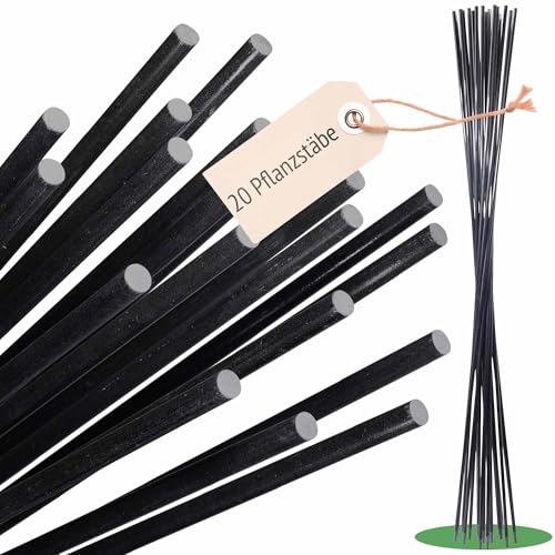 ORANGE DEAL 20 sehr stabile Pflanzstäbe, Stäbe für Pflanzen, 1m x 7mm schwarz, Pflanzstab, Rankstab, Pflanzenstab, Rankstäbe, Tomatenstäbe, Tomatenstangen, Bohnenstangen, Pflanzenstäbe von ORANGE DEAL