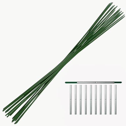 10 grüne sehr stabile Rankstäbe 200 cm (2 Meter) 7 mm Dm Rundstäbe aus Glasfaser (Fiberglas) Glasfaserstäbe 20 x 1 m + 10 Steckhülsen 150 mm flexibel, Nicht biegsam von ORANGE DEAL