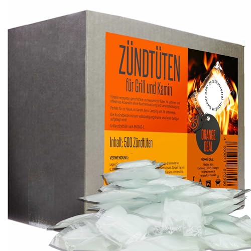 500 Anzündtüten, Zündtüten, Kaminanzünder, Grillanzünder Kamin, Anzünder, firelighter, Feueranzünder, Ofenanzünder, Anzündwürfel - einzeln verpackt - wasserfeste - geruchsfrei 500 Anzündtüten, Zündtüten, Kaminanzünder, Grillanzünder Kamin, Anzünder, firelighter, Feueranzünder, Ofenanzünder, Anzündwürfel - einzeln verpackt - wasserfeste - geruchsfrei von ORANGE DEAL