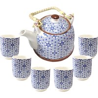 Kräuter Keramik Teekanne Set - Blaues Muster, Moderne Handgemachte Teetassen Teesieb Set, Neues Zuhause Geschenk von ORANGE78Creations