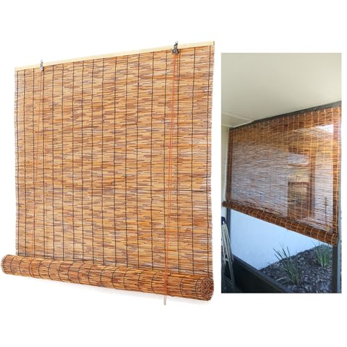 Bambus Rollo Outdoor Wetterfest Bambusrollo für Außen Jalousien Lichtfilter Bambus Raffrollo Schilf Vorhang 90x200cm 120x160cm 100x140cm Rollo Bambus für Balkon Garten (Size : 150cm Breit x 180cm Hoc von ORANGES