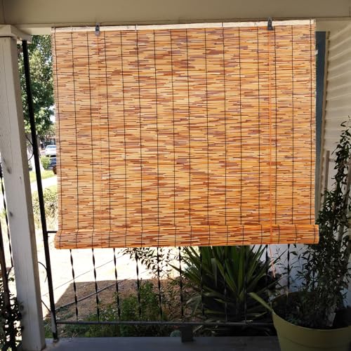 Rollo Bambus 110cm Breit Wetterfest Bambusrollo Jalousien für Balkon Fenster 80 100 120 160cm BreitNatur Wasserdicht Bambus Rollo Holz Rollo Jalousien Raffrollo (Color : 50cm Breit, Size : 140cm Hoc von ORANGES